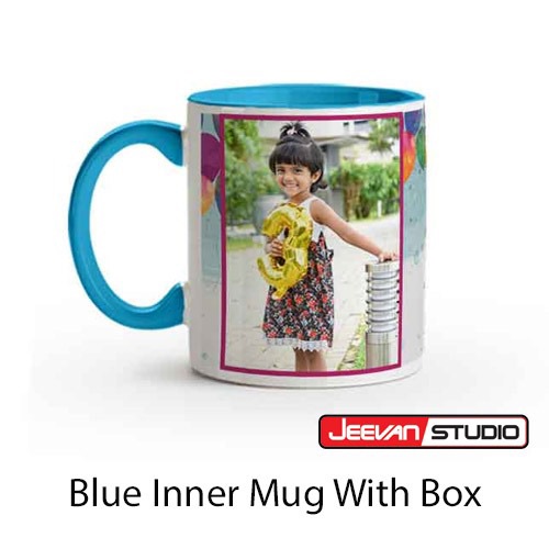 Blue inner color mug with box